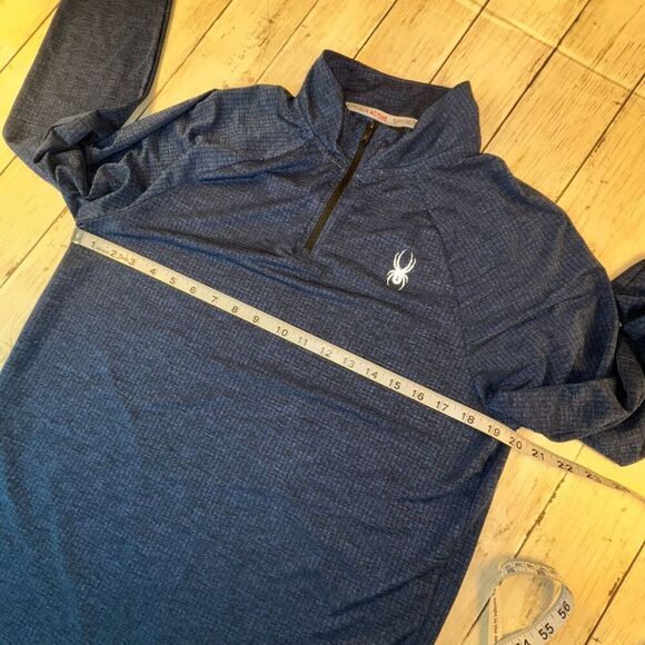 Spyder Active Shirt Men's Medium Blue 1/4 Zip Long Sleeve Pullover Mock Neck - Picture 5 of 7